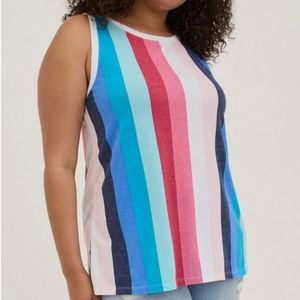Torrid Tank Top Classic Fit Triblend Jersey Knit Striped Multicolor Plus Size 4X